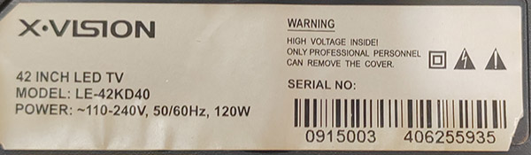 xvision 42kd40 | بکلایت | تعمیرات | گارانتی مادیران